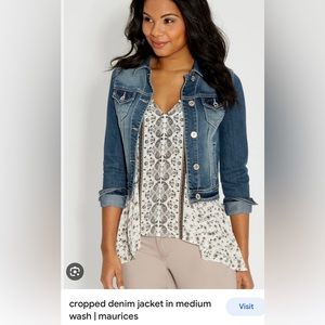 Maurices medium wash, distressed, cropped jeans jacket
